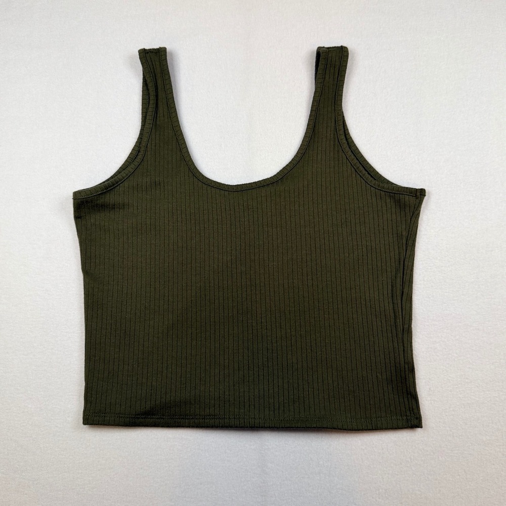 Earthbound Trading Co Olive Green Ribbed Tank Top XXL L3275-L436 Peace Logo